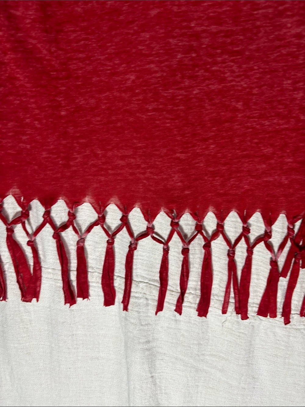 Maurices Red Short Sleeve Open Front Cardigan with Fringe Burnout Knit - Picture 10 of 13